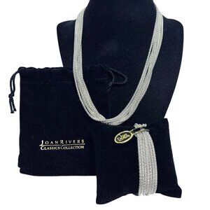 Joan Rivers 7 Strand Silver Tone Popcorn Rope Chain Necklace And Bracelet (6018)